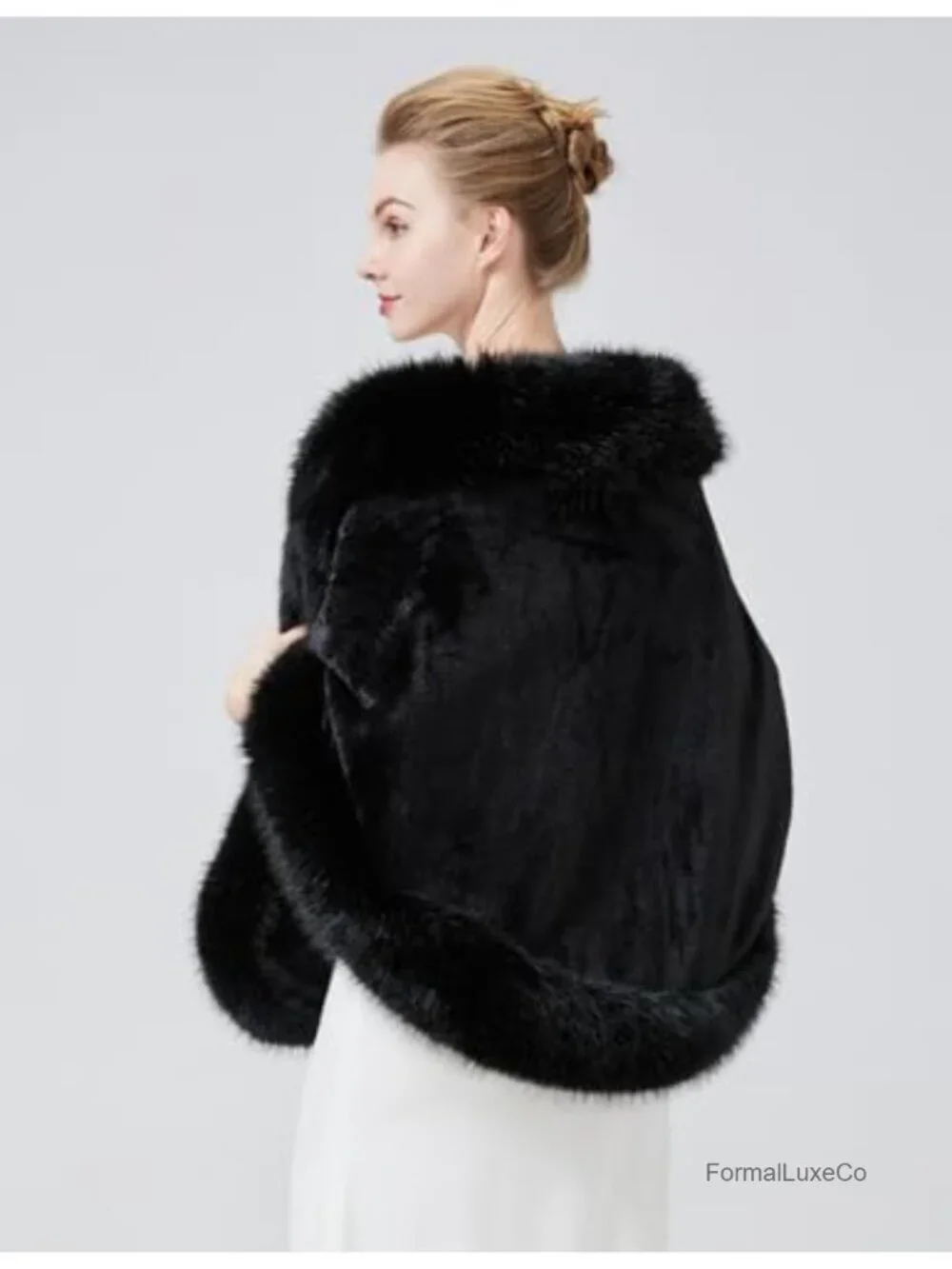Faux Fur Shawl Wrap Stole for Bridal Wedding Bridesmaid Cape Bridal Shower